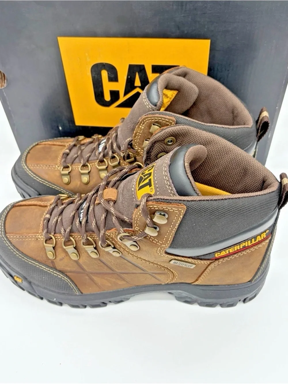 Caterpillar Brown and Black Steel Toe Men’s Work Boots